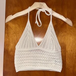 White Crochet Halter Top